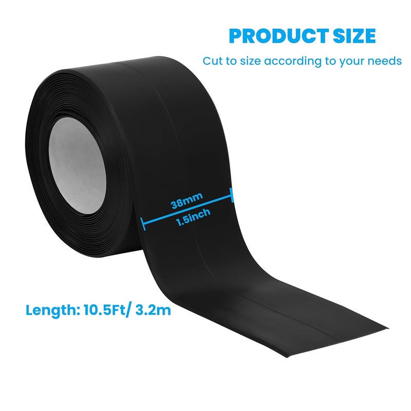 SICCOMA Black Caulk Tape 2 Rolls Self Adhesive Waterproof Countertop Caulking Sealant Tape, Bathroom Caulk Strip for Countertop, Toilet, Bath Tub, Sink, Shower, Backsplash (Black,1.5" x10.5Ft) - Image 4